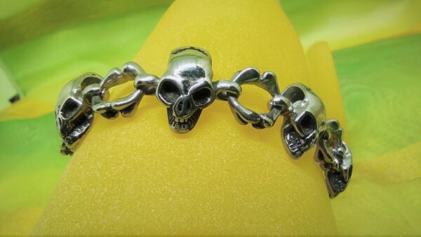Bracelet gothique acier chirurgical 316L, petites têtes de mort, ajustable, style rock, biker, gothique, punk
